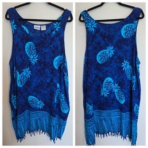 Caribbean Joe Vibrant Blue Pineapple Midi Dress